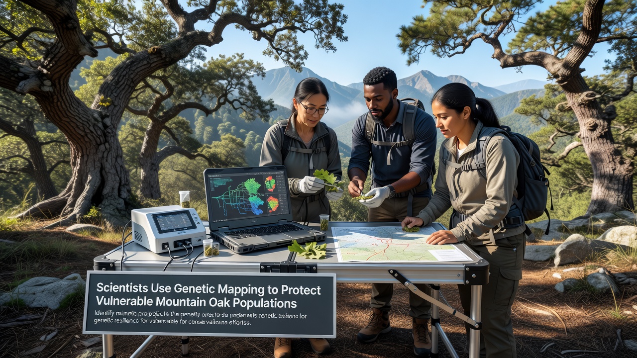 Laboratory analysis of oak DNA samples with sequencing equipment and data visualization on computer screens